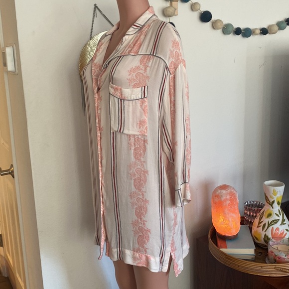Free People paisley stripe pajama style tunic Top - Picture 3 of 6